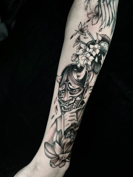 Tattoos - Hannya Mask with Cherry Blossoms - 144339